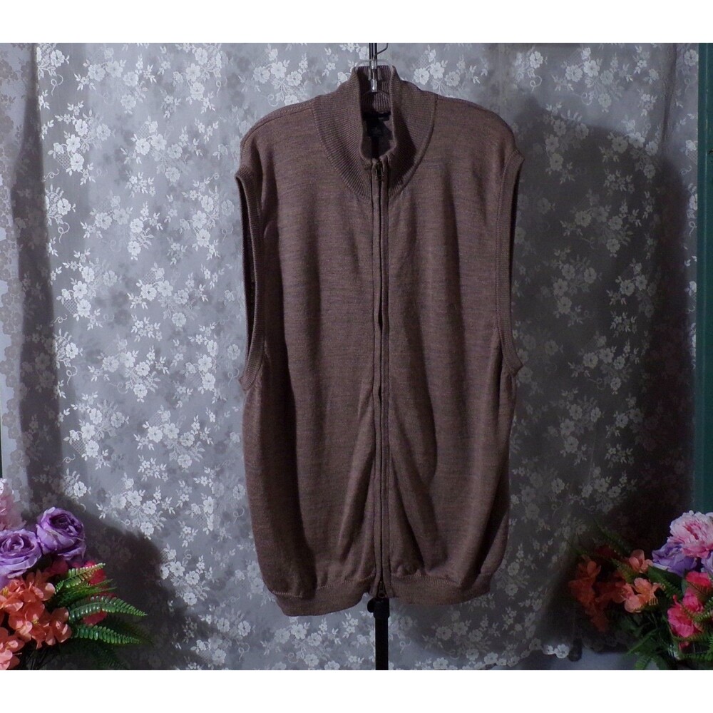 Vintage 90s Sweater Vest Size XXL 1990s Mens Wool Zip Up Academia Heritage